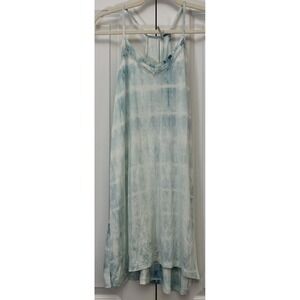 Color Thread Womens Tie Dye Sun Dress Light Blue V-Neck Sleeveless Summer S